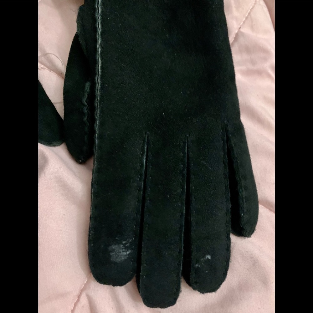 Authentic Ugg Black Suede Shearling Gloves In Siz… - image 5